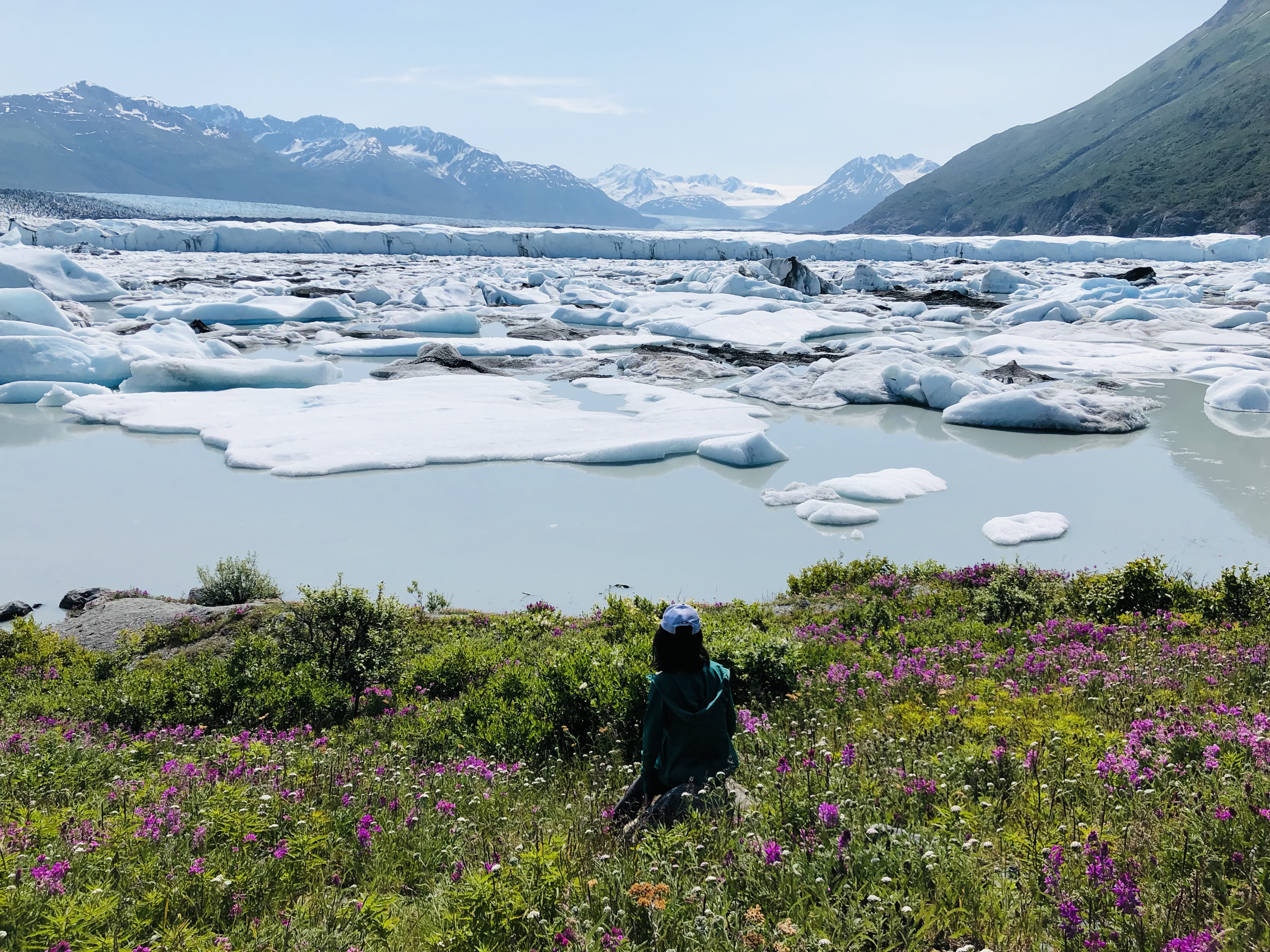 A person looking at glacier.